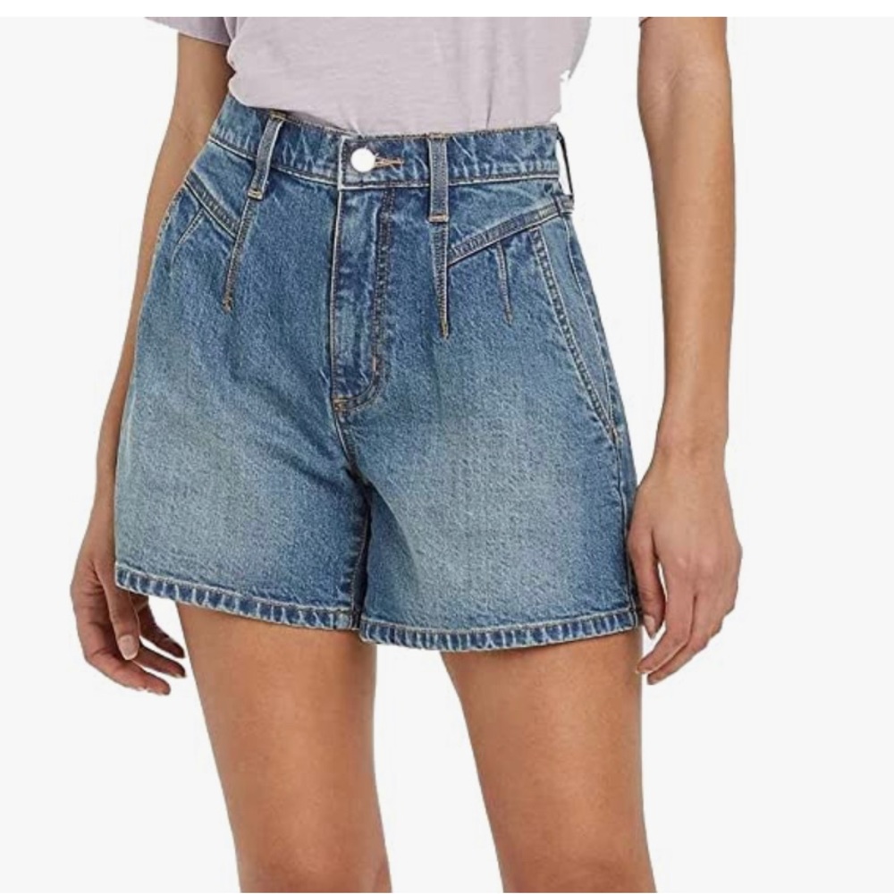 universal thread high rise midi denim pleated shorts - women's size 14